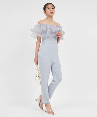 ティアードラッフルテーパードオールインワン