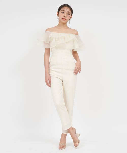 ティアードラッフルテーパードオールインワン 詳細画像