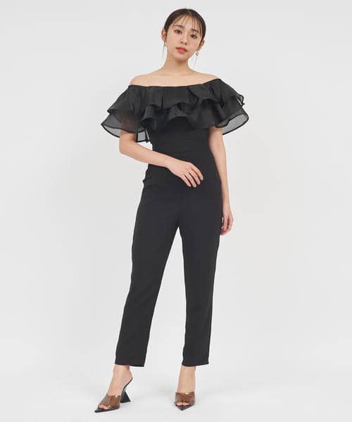 ティアードラッフルテーパードオールインワン 詳細画像