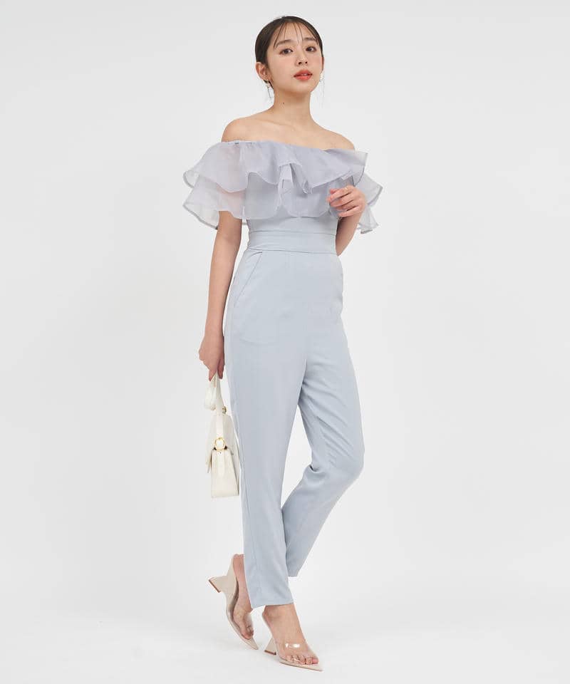 ティアードラッフルテーパードオールインワン 詳細画像 ブルー 1