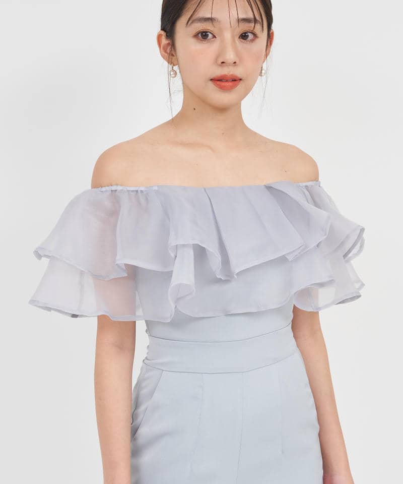 ティアードラッフルテーパードオールインワン 詳細画像 ブルー 4