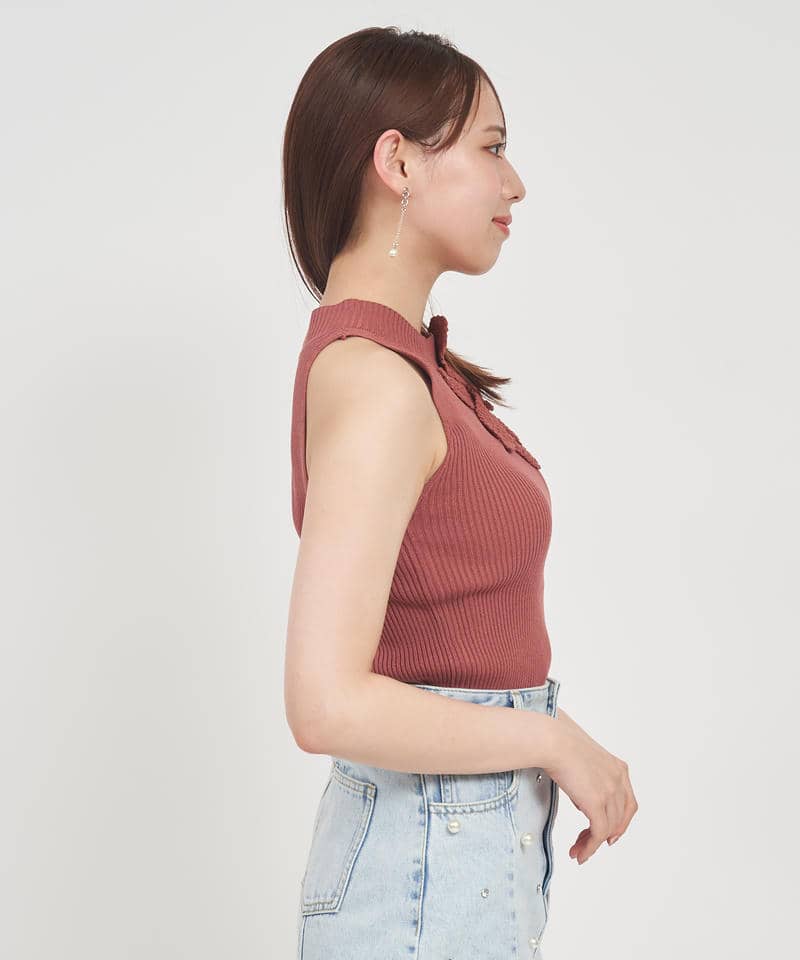 かぎ針コサージュアメスリトップス 詳細画像 オレンジ 2