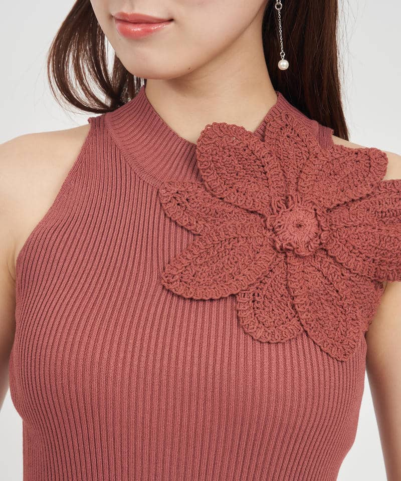 かぎ針コサージュアメスリトップス 詳細画像 オレンジ 4