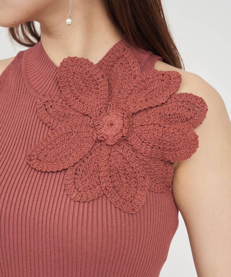 かぎ針コサージュアメスリトップス 詳細画像 オレンジ 5