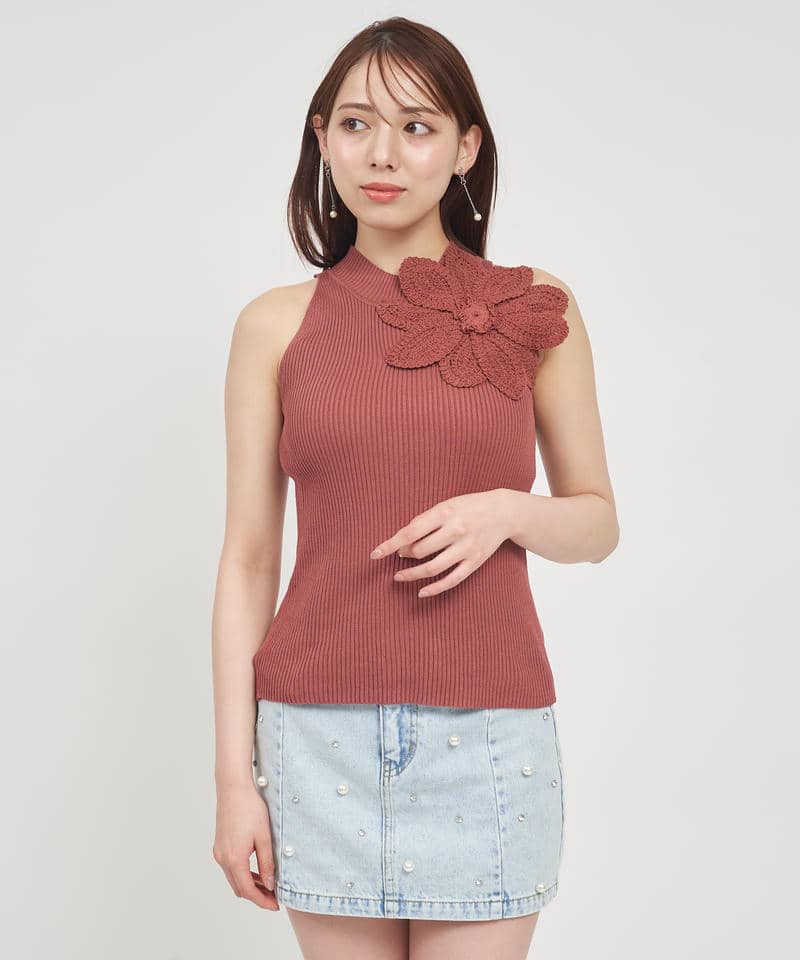 かぎ針コサージュアメスリトップス 詳細画像 オレンジ 7