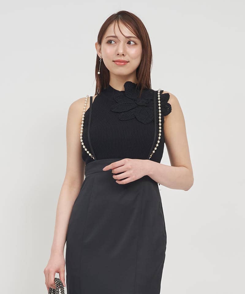 かぎ針コサージュアメスリトップス 詳細画像 ブラック 1