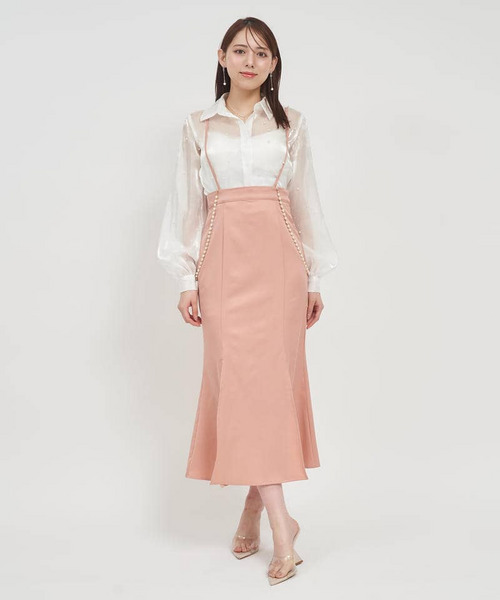 パールサスペンダースリットマーメイドスカート 詳細画像