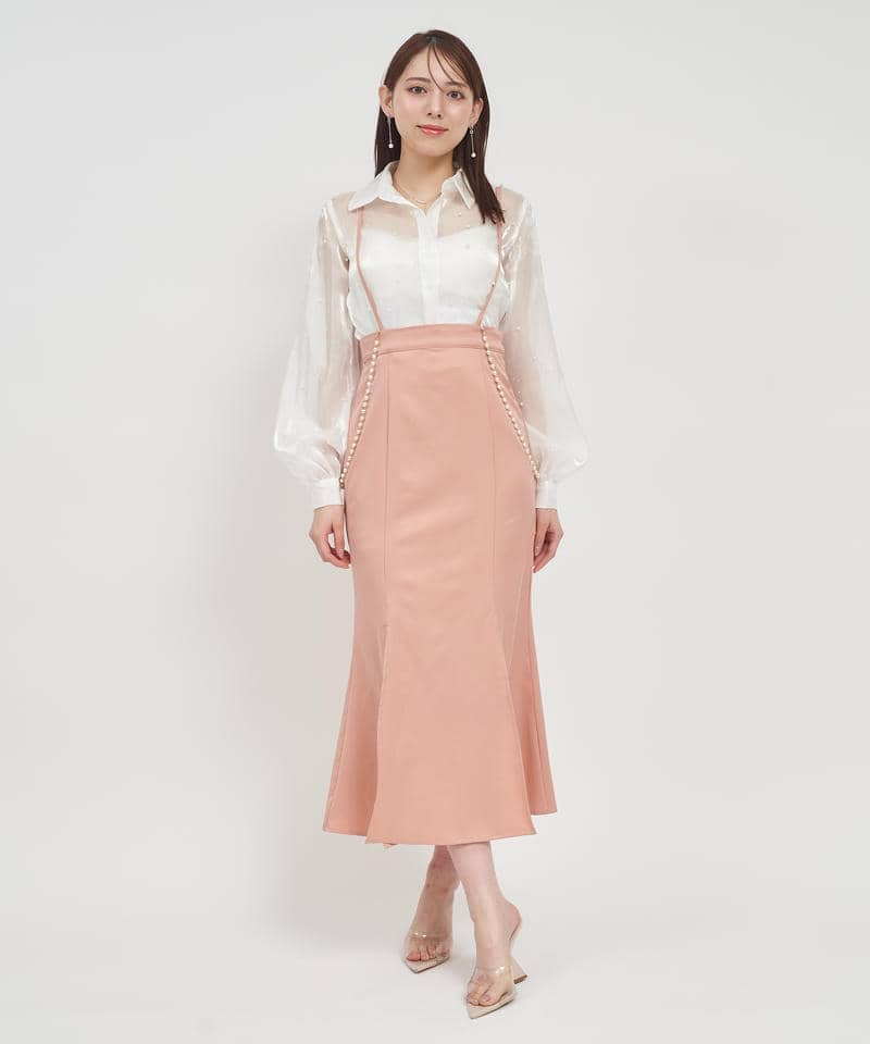 パールサスペンダースリットマーメイドスカート 詳細画像 ピンク 1