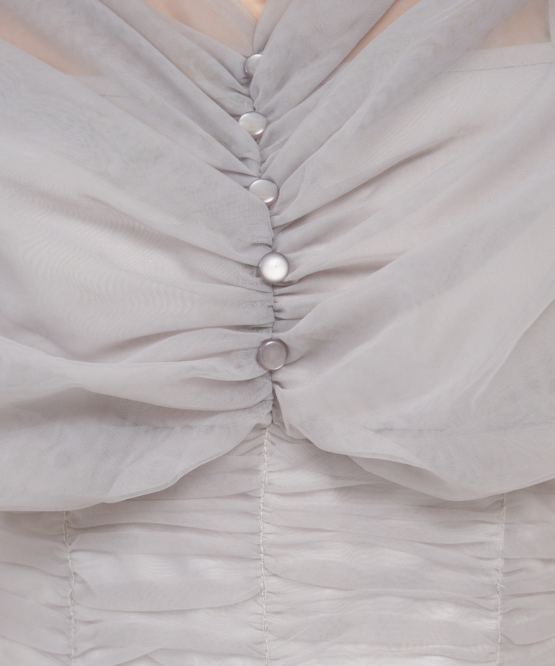 チュールギャザーブラウス 詳細画像 ブラック 6