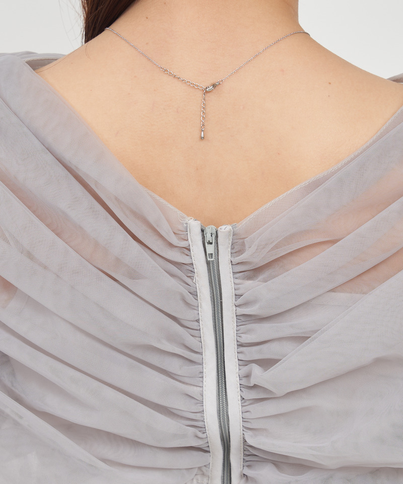 チュールギャザーブラウス 詳細画像 ブラック 8