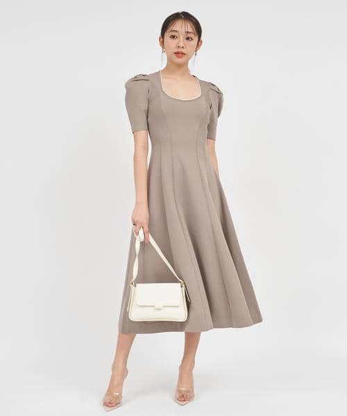 ネックパールパワショルフレアワンピース 詳細画像