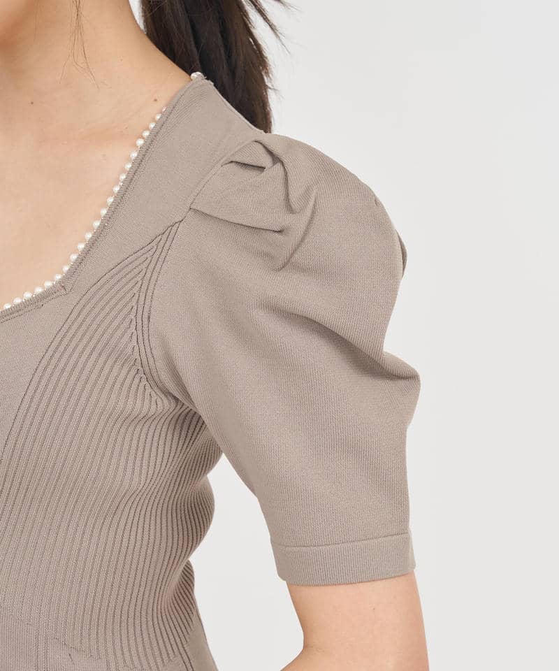 ネックパールパワショルフレアワンピース 詳細画像 モカ 5