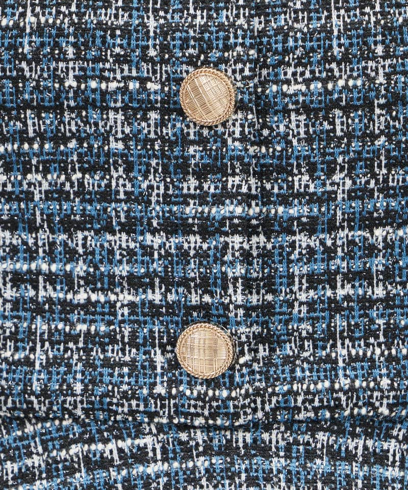 異素材スリーブカットツイードペプラムトップス 詳細画像 グリーン 7