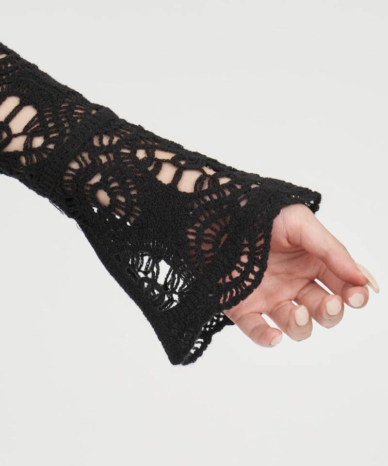 カラーレース編みワンピース 詳細画像 ブラック 5