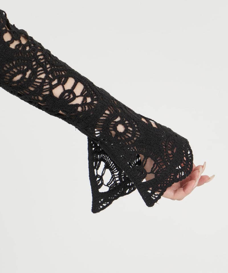 カラーレース編みワンピース 詳細画像 ブラック 6