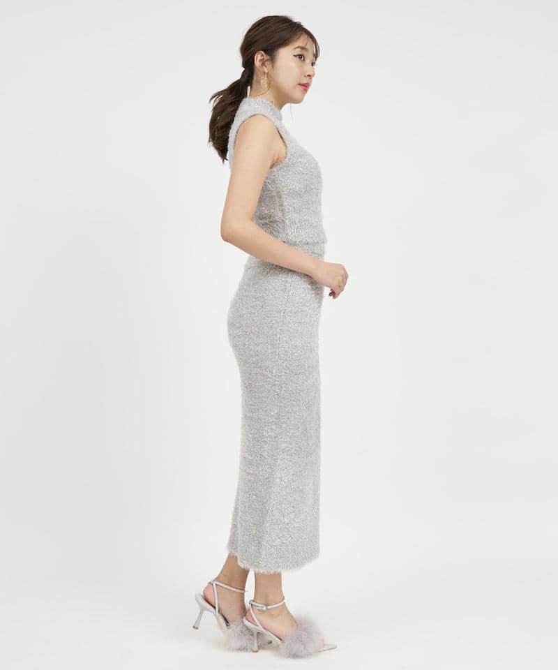 ブローチ付ノースリーブフィルムシャギーセットアップ 詳細画像 その他 2