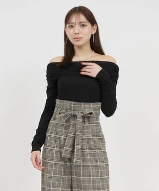 ギャザーオフショルトップス