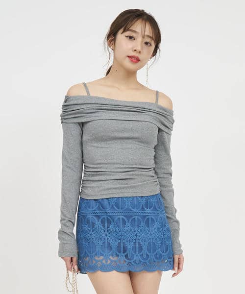 ギャザーオフショルトップス 詳細画像