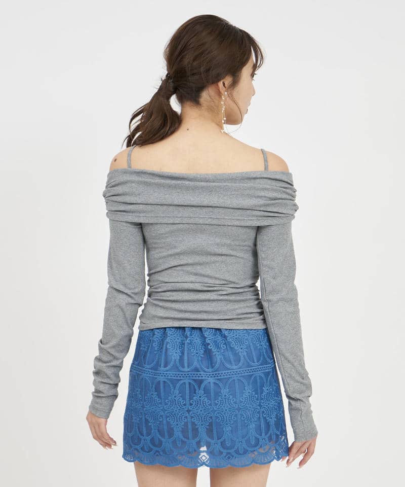 ギャザーオフショルトップス 詳細画像 グレー 3