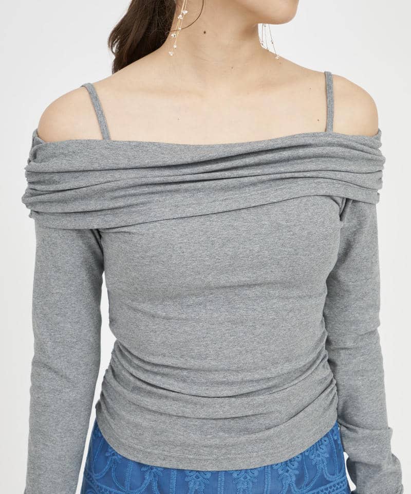 ギャザーオフショルトップス 詳細画像 グレー 4