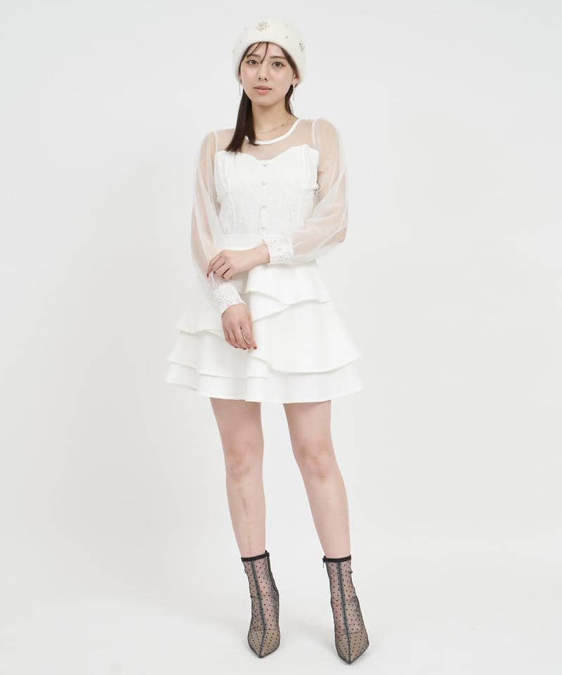 チュールドッキングレーストップス 詳細画像 オフホワイト 2