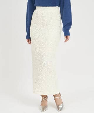 カラーカットジャガードロングタイトスカート