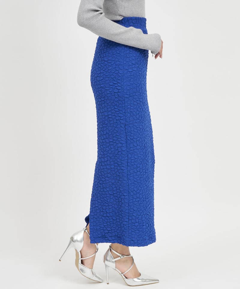 カラーカットジャガードロングタイトスカート 詳細画像 ブルー 2