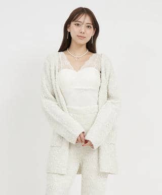 ニットツイードミドルカーディガン