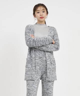 ニットツイードミドルカーディガン