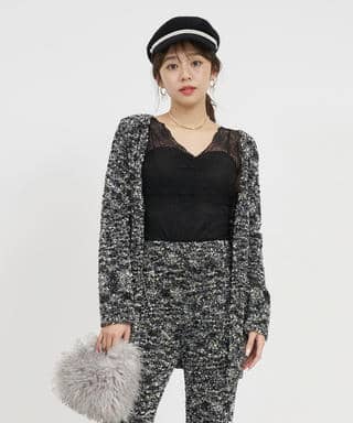 ニットツイードミドルカーディガン