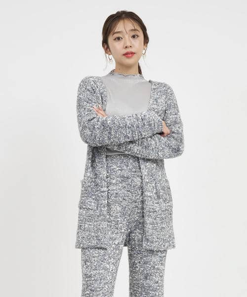 ニットツイードミドルカーディガン 詳細画像