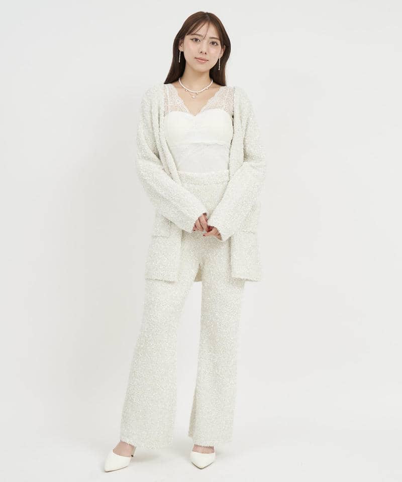 ニットツイードミドルカーディガン 詳細画像 オフホワイト 2