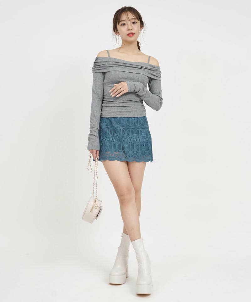 インナーパンツレースミニスカート 詳細画像 グリーン 2