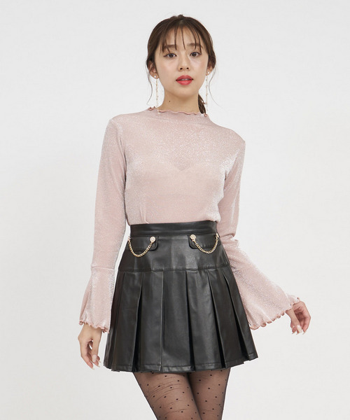 フレアスリーブラメシアートップス 詳細画像