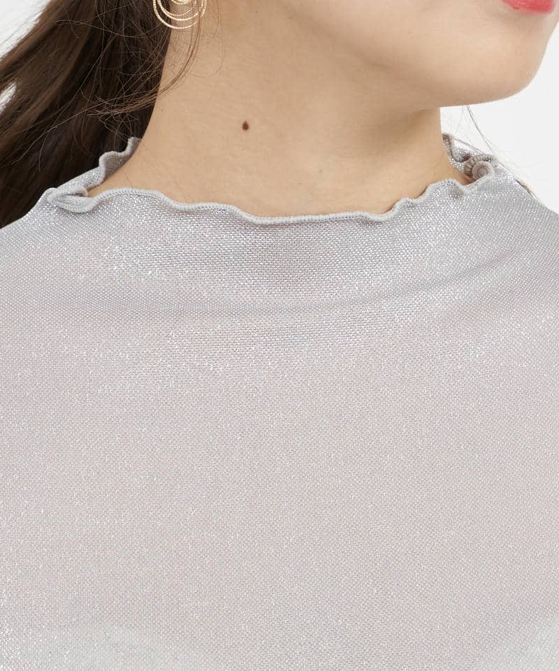 フレアスリーブラメシアートップス 詳細画像 ライトグレー 4