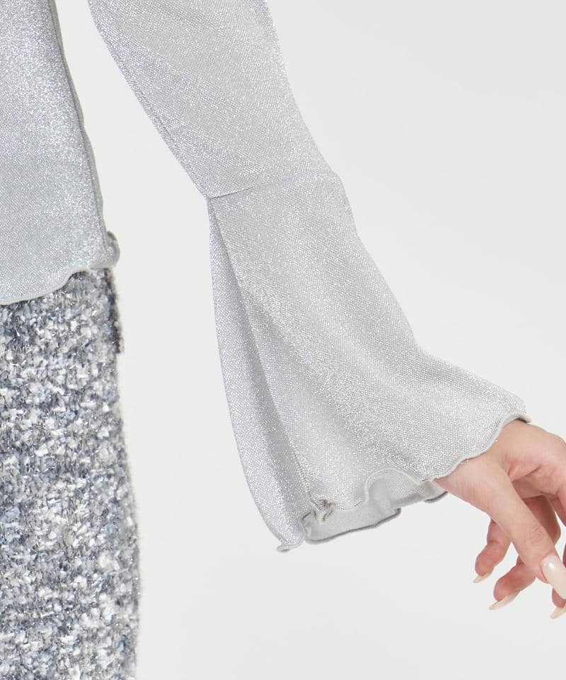 フレアスリーブラメシアートップス 詳細画像 ライトグレー 5