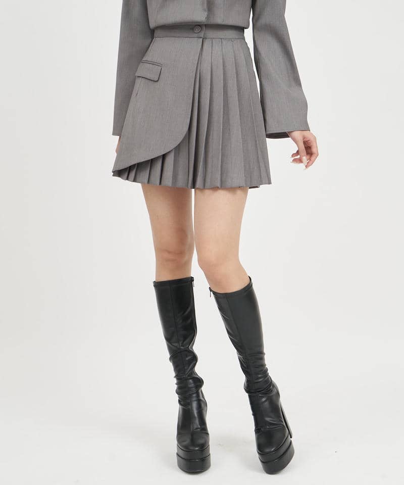 ラッププリーツミニスカート 詳細画像 グレー 2