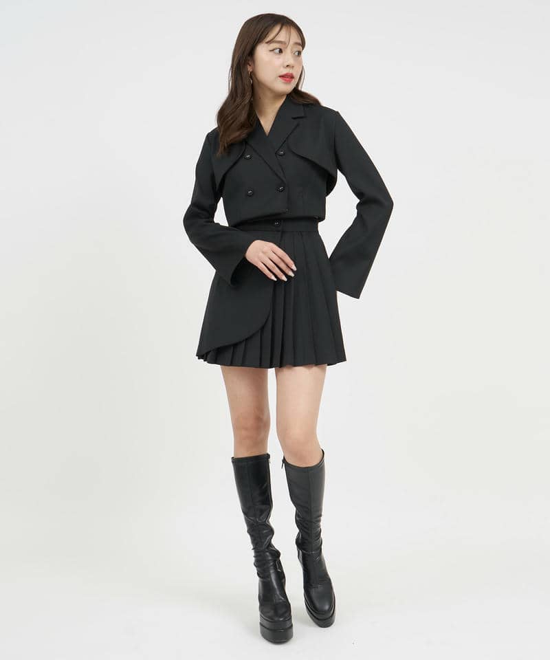ラッププリーツミニスカート 詳細画像 ブラック 1
