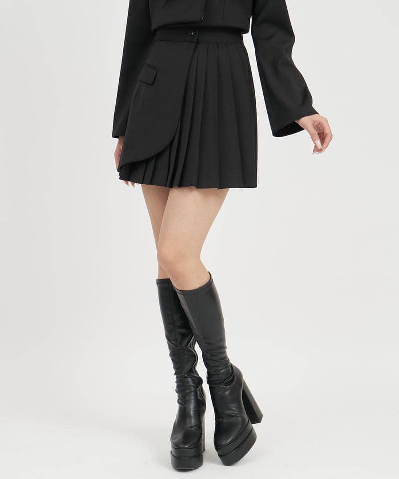 ラッププリーツミニスカート 詳細画像 ブラック 2