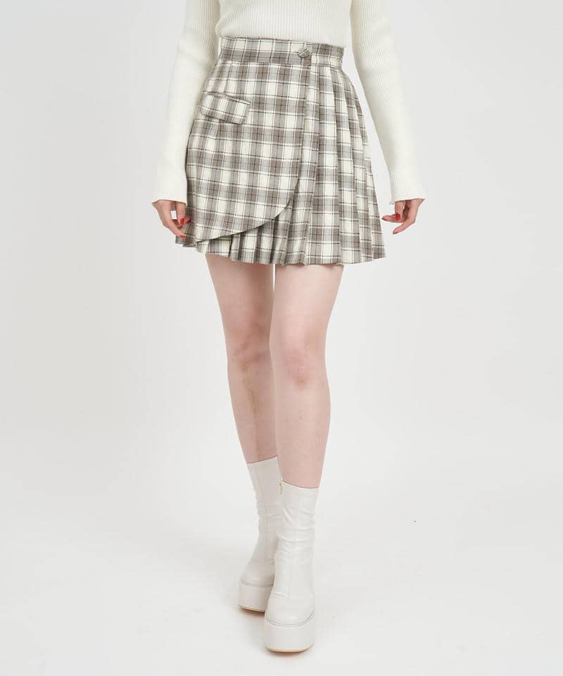 ラッププリーツミニスカート 詳細画像 チェック 1