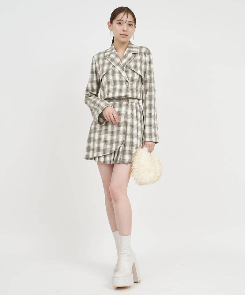 ラッププリーツミニスカート 詳細画像 チェック 8