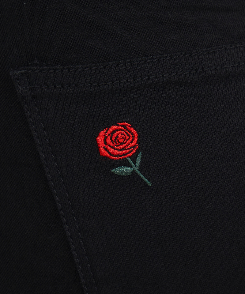 ローズ刺繍デニムスキニーパンツ 詳細画像 ブラック 2