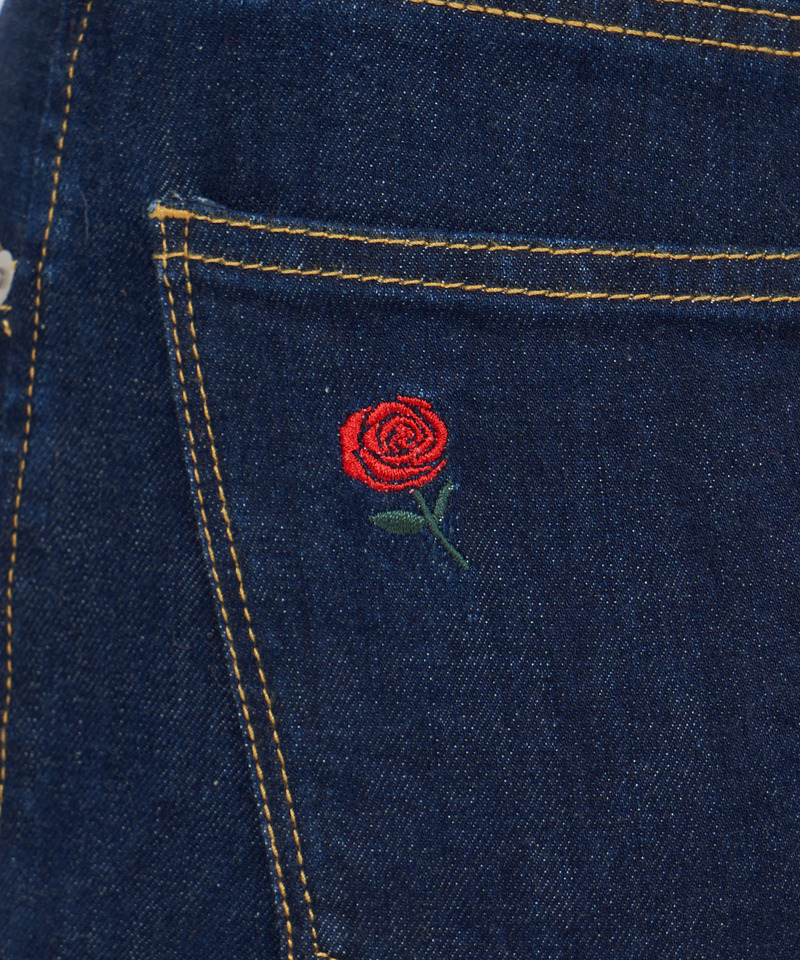 ローズ刺繍デニムスキニーパンツ 詳細画像 インディゴ 2