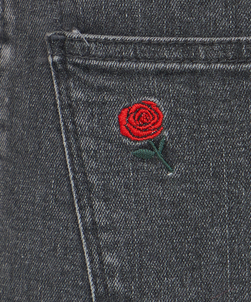 ローズ刺繍デニムスキニーパンツ 詳細画像 ブラックデニム 7