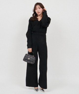 カシュクールニットオールインワン