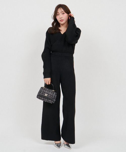 カシュクールニットオールインワン