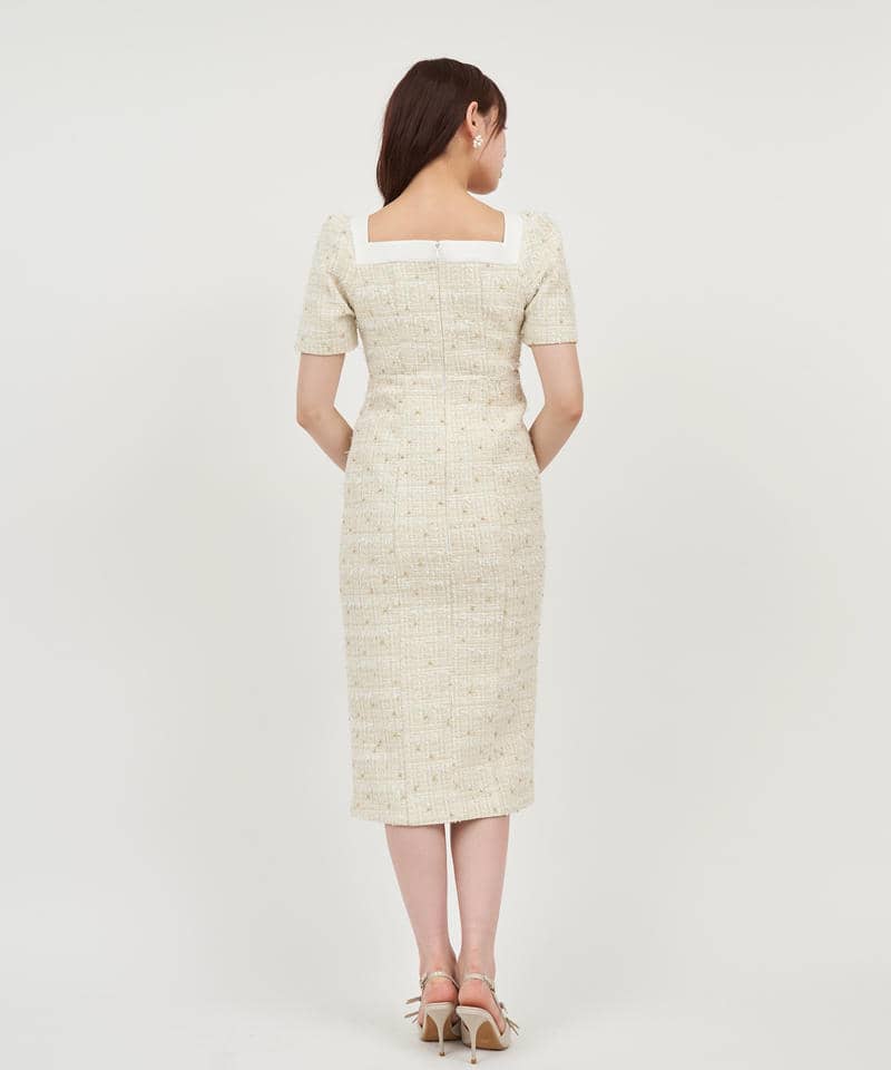 配色ツイードタイトワンピース 詳細画像 オフホワイト 3