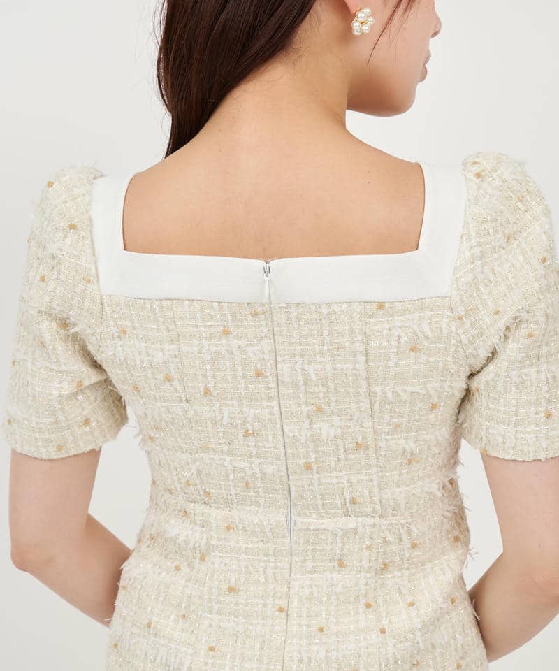 配色ツイードタイトワンピース 詳細画像 オフホワイト 5