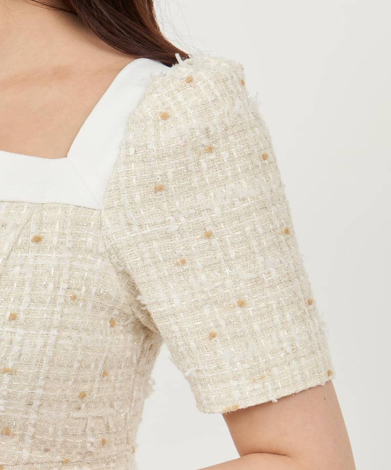 配色ツイードタイトワンピース 詳細画像 オフホワイト 6