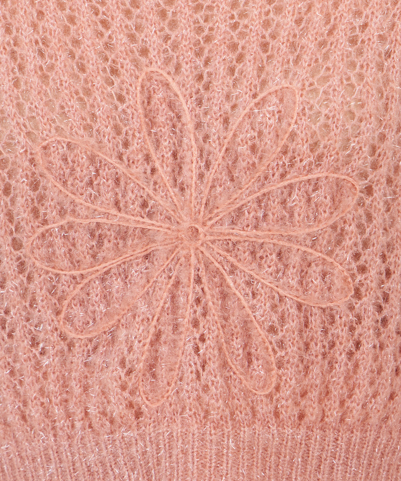 フラワー刺繍透かしニットトップス 詳細画像 ピンク 6